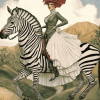 Elegant Woman Riding Zebra Diamond Painting