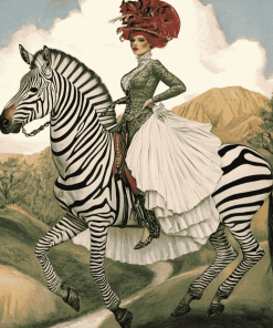 Elegant Woman Riding Zebra Diamond Painting