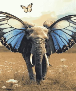 Elephant and Butterfly Diamond Painting