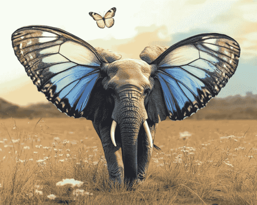 Elephant and Butterfly Diamond Painting