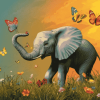 Elephant and Butterfly Fantasy Diamond Painting