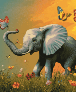 Elephant and Butterfly Fantasy Diamond Painting