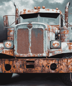 Engines of Rusty Semi Trucks Diamond Painting