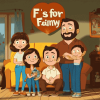 F Is for Family Cartoon Diamond Painting