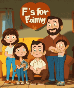 F Is for Family Cartoon Diamond Painting