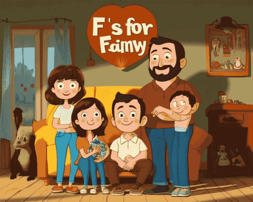 F Is for Family Cartoon Diamond Painting