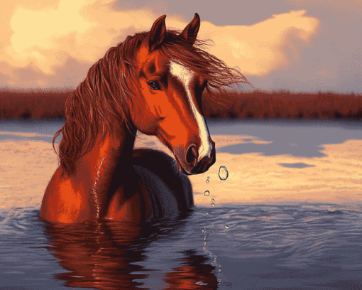 Fantasy Horse in Water Diamond Painting