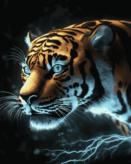 Fantasy Lightning Tiger Art Diamond Painting