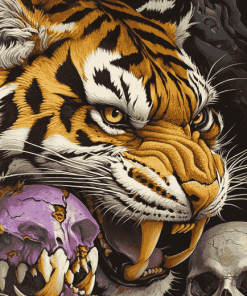 Fantasy Tigers and Skulls Diamond Painting