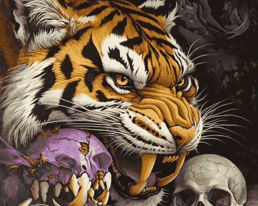 Fantasy Tigers and Skulls Diamond Painting