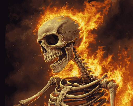 Fiery Skeleton Diamond Painting