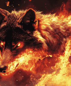 Fire Wolf Art Diamond Painting