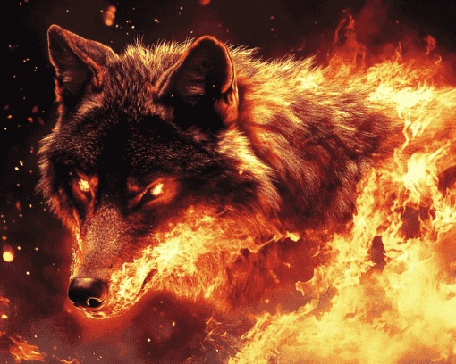 Fire Wolf Art Diamond Painting