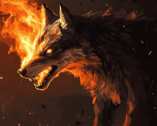 Fire Wolves Diamond Painting