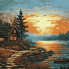 Fishing Cabin Landscape Diamond Painting