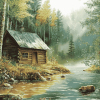 Fishing Cabin Landscape Diamond Painting