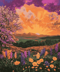 Floral Fields Landscape Diamond Painting