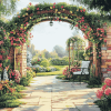 Floral Pergola Landscape Diamond Painting