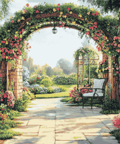 Floral Pergola Landscape Diamond Painting