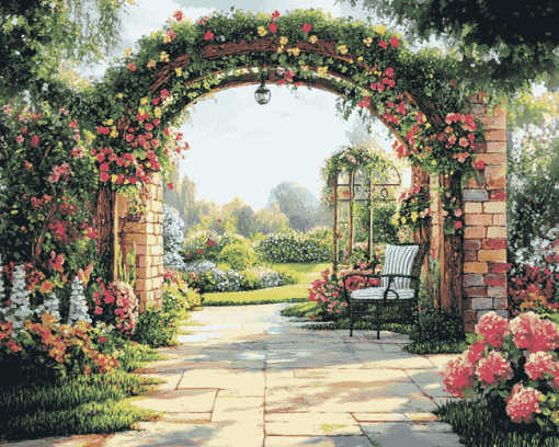 Floral Pergola Landscape Diamond Painting