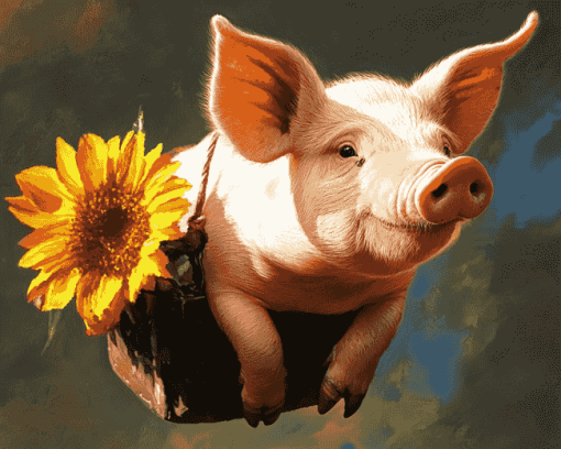 Flying Pig Animation Diamond Painting