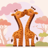 Giraffes in Love Diamond Painting