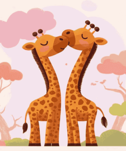 Giraffes in Love Diamond Painting