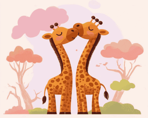 Giraffes in Love Diamond Painting