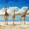 Giraffes on Sandy Beach Diamond Painting