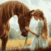 Girl and Horse Nature Scene Diamond Painting