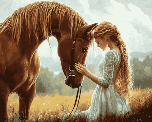 Girl and Horse Nature Scene Diamond Painting