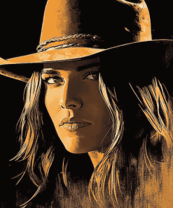 Girl in Cowboy Hat Silhouette Diamond Painting