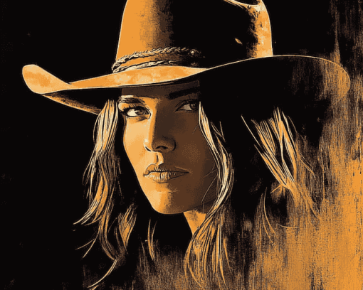 Girl in Cowboy Hat Silhouette Diamond Painting