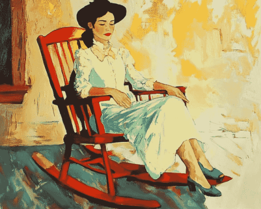 Girl on Rocking Chair Diamond Painting