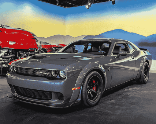 Gleaming Grey Dodge Hellcat Diamond Painting