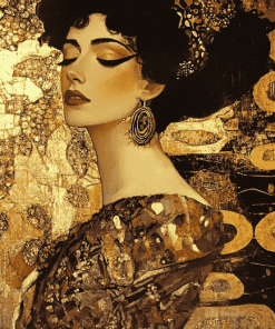 Gold Lady Abstract Diamond Painting