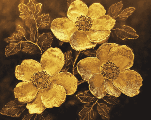 Golden Blossoms Diamond Painting