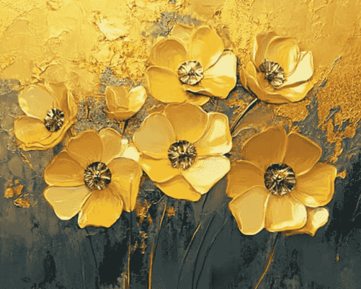 Golden Blossoms Diamond Painting