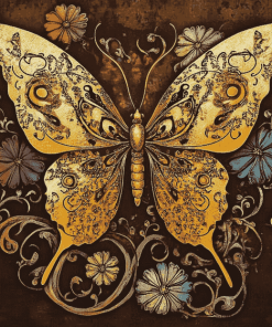 Golden Butterfly Insects Diamond Painting