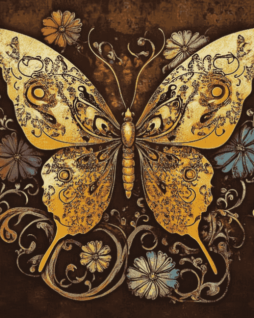 Golden Butterfly Insects Diamond Painting