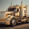 Golden Engine Semi Truck Diamond Painting