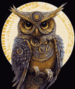 Golden Fantasy Owls Diamond Painting