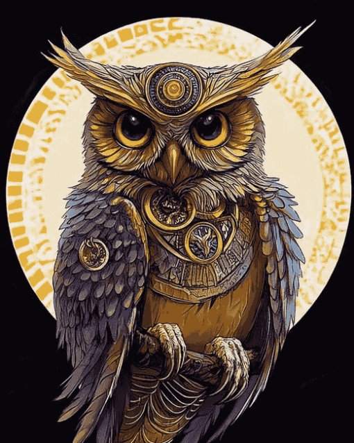 Golden Fantasy Owls Diamond Painting