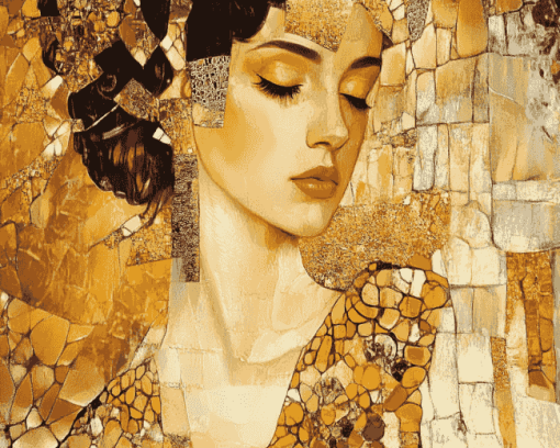 Golden Lady Abstract Diamond Painting