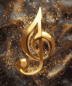 Golden Music Symbol Diamond Painting