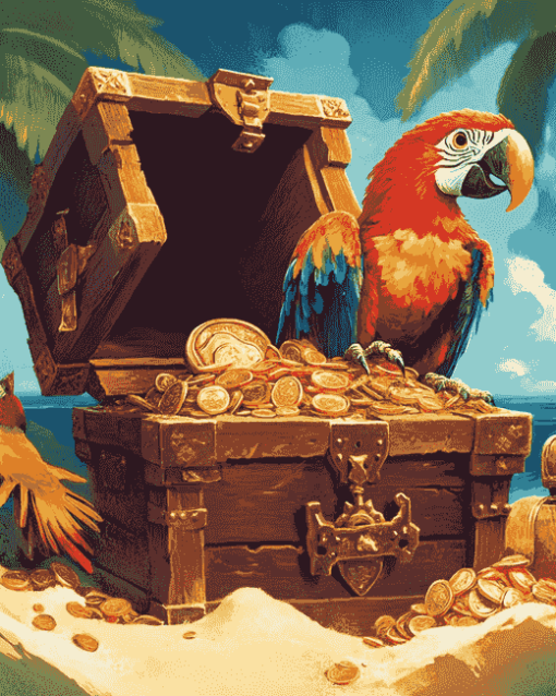 Golden Pirate Treasure Adventure Diamond Painting