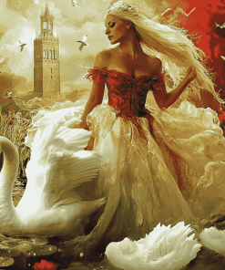 Graceful Woman and Swan Diamond Painting