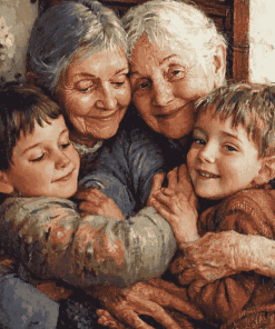 Grandma and Grandkids Vintage Diamond Painting