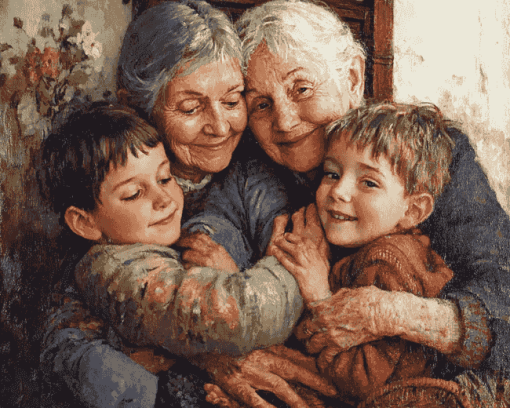 Grandma and Grandkids Vintage Diamond Painting