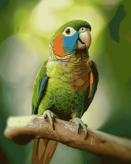 Green Cheek Parrot Diamond Painting